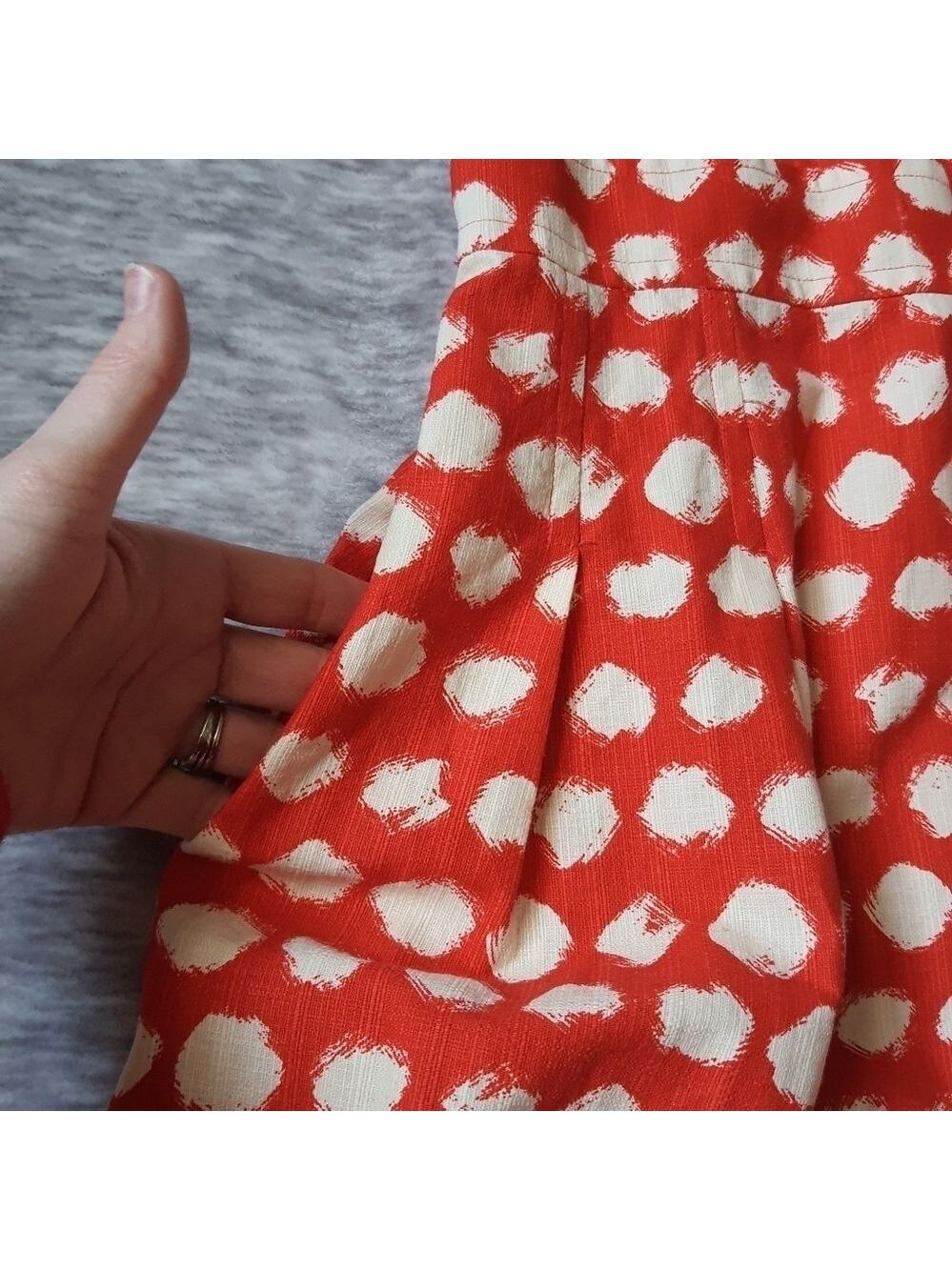 Eliza J. Polka Dot Orange Sleeveless Fit and Flare Dress Size 4P #EJ3P4559 - Picture 5 of 13